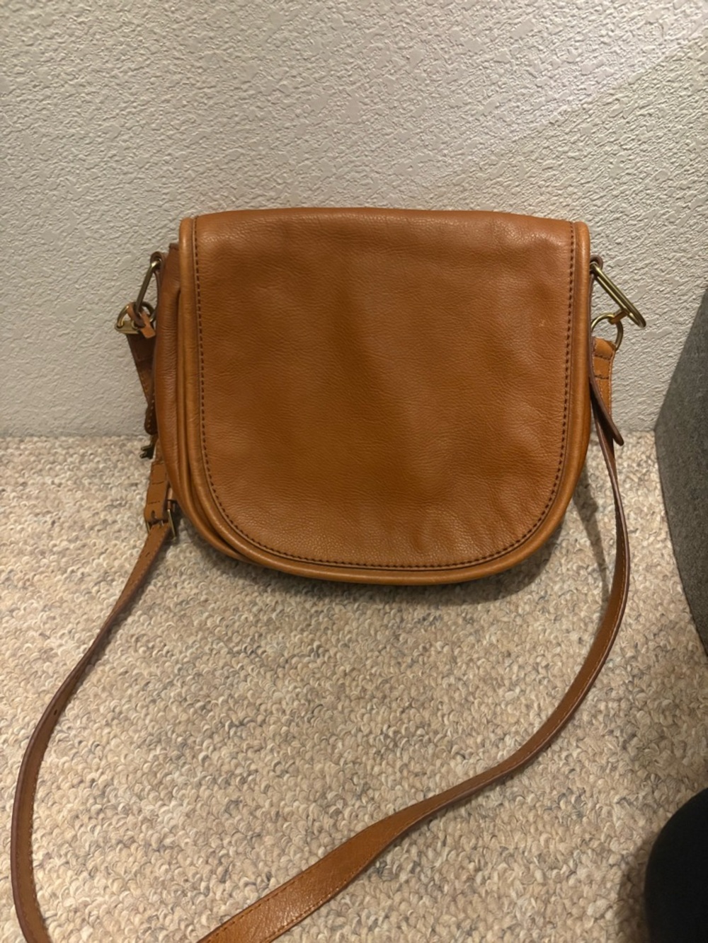 Fossil Rumi Classic Saddle Crossbody Bag in Cognac Brown